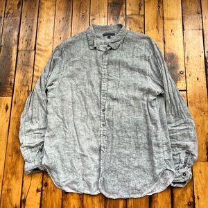 John Varvatos Men’s Large 100% Linen Button Down Shirt Gray Long Sleeve Chambray